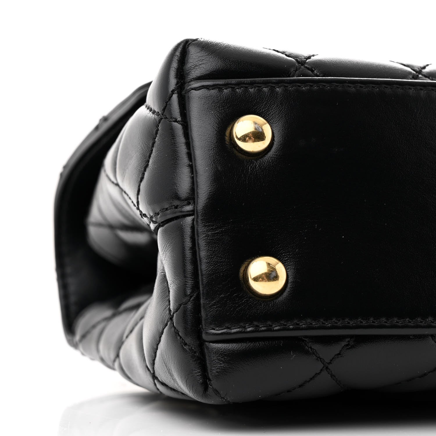 Chanel Shiny Calfskin Quilted Mini Coco Chain Gold Handle Flap