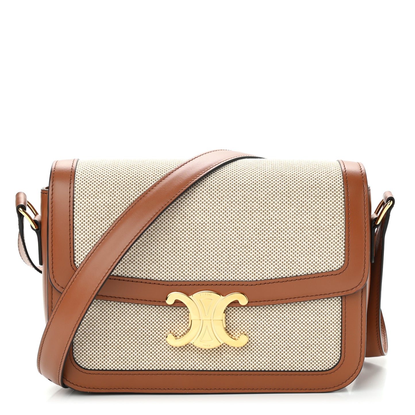 Textile Calfskin Classique Triomphe Bag Natural Tan