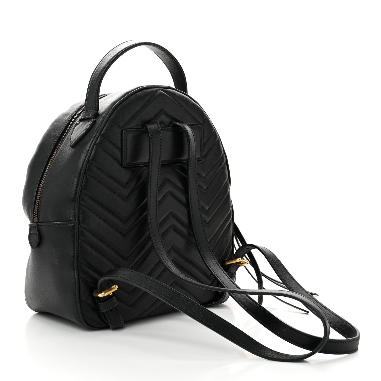 Gucci Calfskin Matelasse GG Marmont Dome Backpack Black 3 of 10