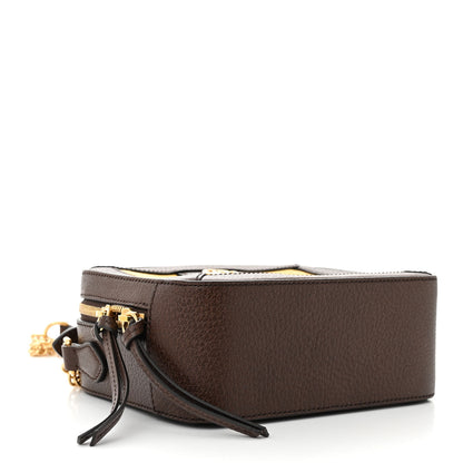 Gucci Canvas Textured Calfskin Web Mini Ophidia Top Handle Shoulder Bag Easy  Yellow Dark Brown 4 of 11