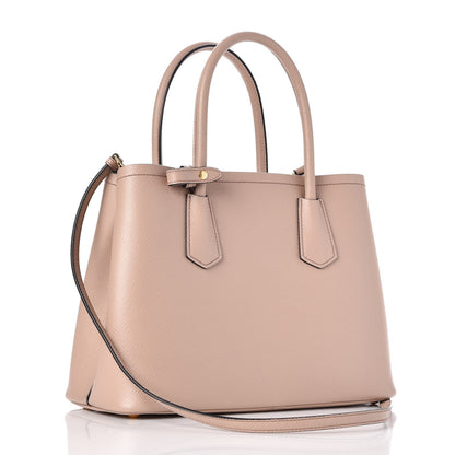 Prada Saffiano Cuir Small Double Bag Cipria Nero Black 4 of 14