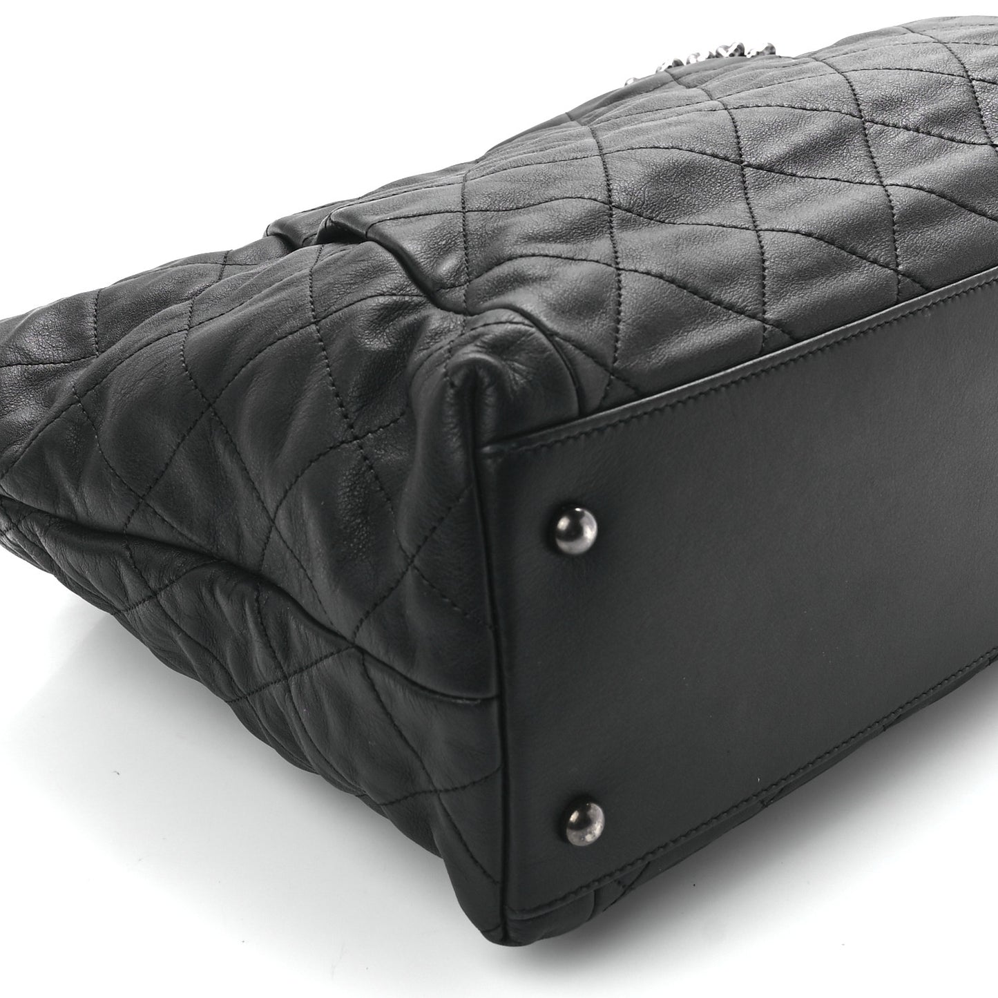 Calfskin Quilted Large Coco Pleats Tote Black