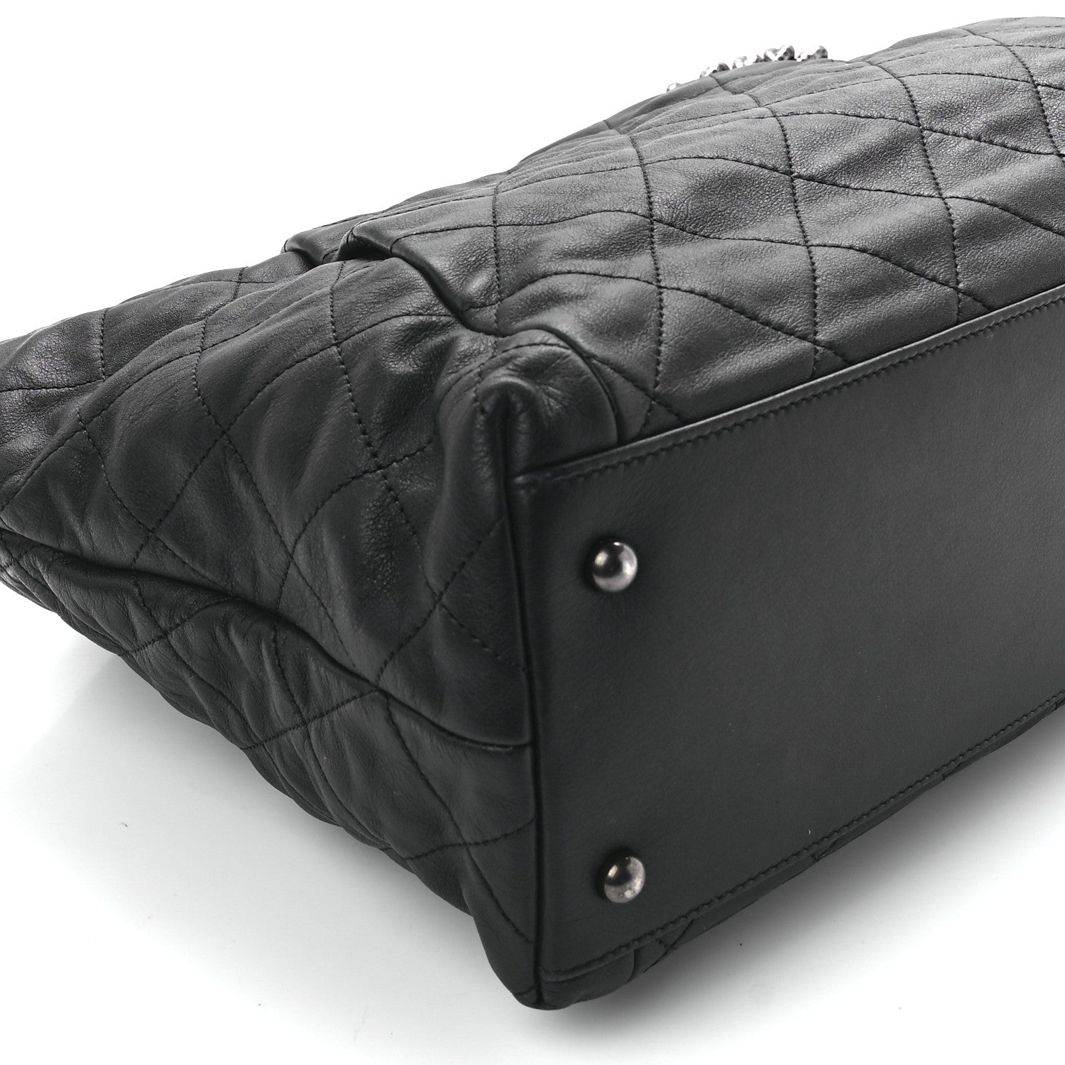 Chanel Calfskin Quilted Large Coco Pleats Tote Black 9 of 10