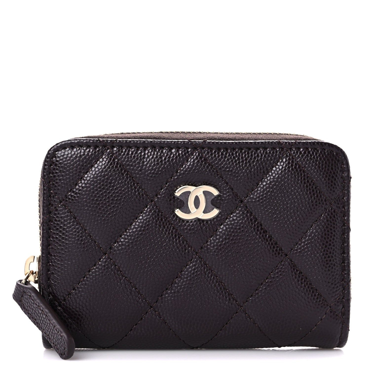 Chanel Caviar Quilted Zip Coin Purse Burgundy 1 of 7