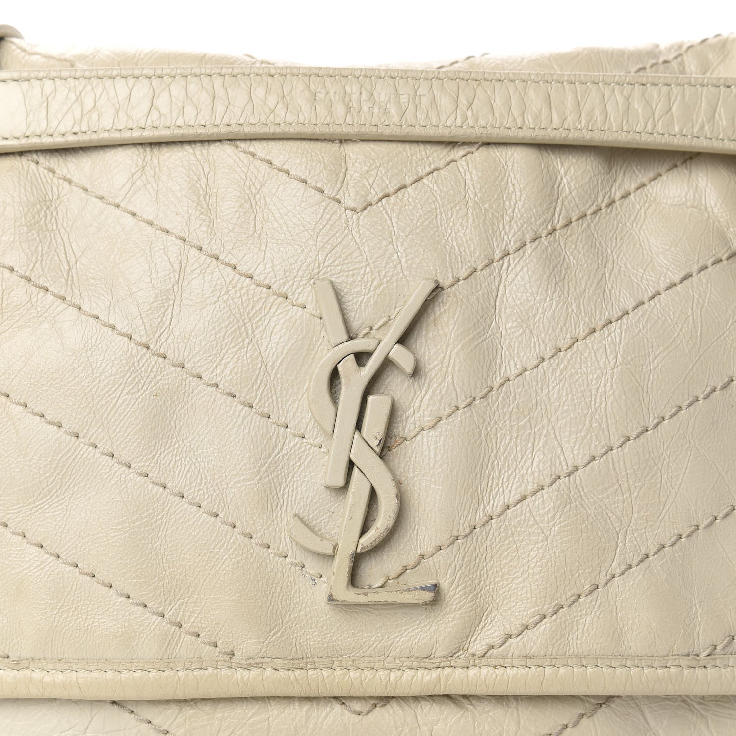 Saint Laurent Crinkled Calfskin Matelasse Monogram Medium Niki Chain Satchel Ivory 17 of 17