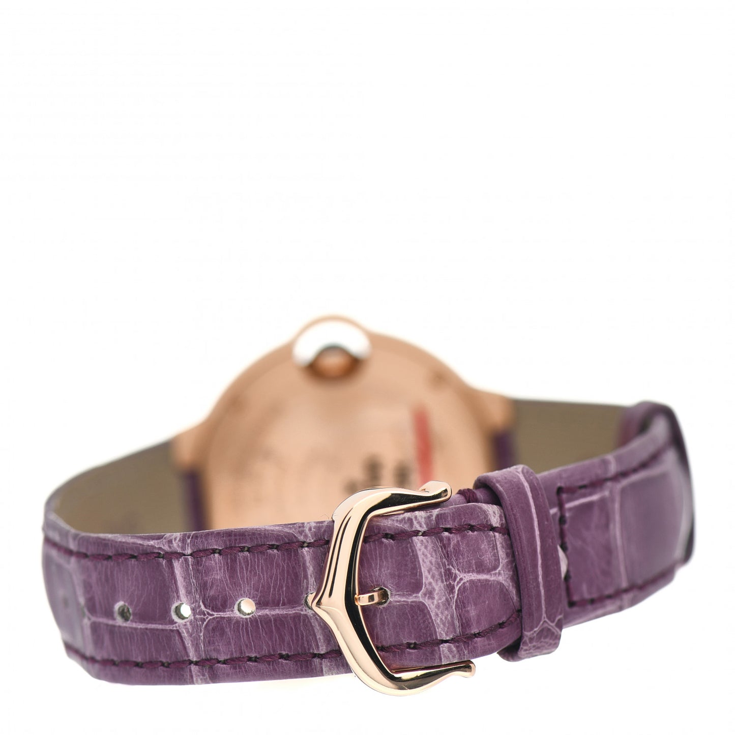18K Pink Gold Alligator Diamond 33mm Ballon Bleu De Cartier Automatic Watch Violet