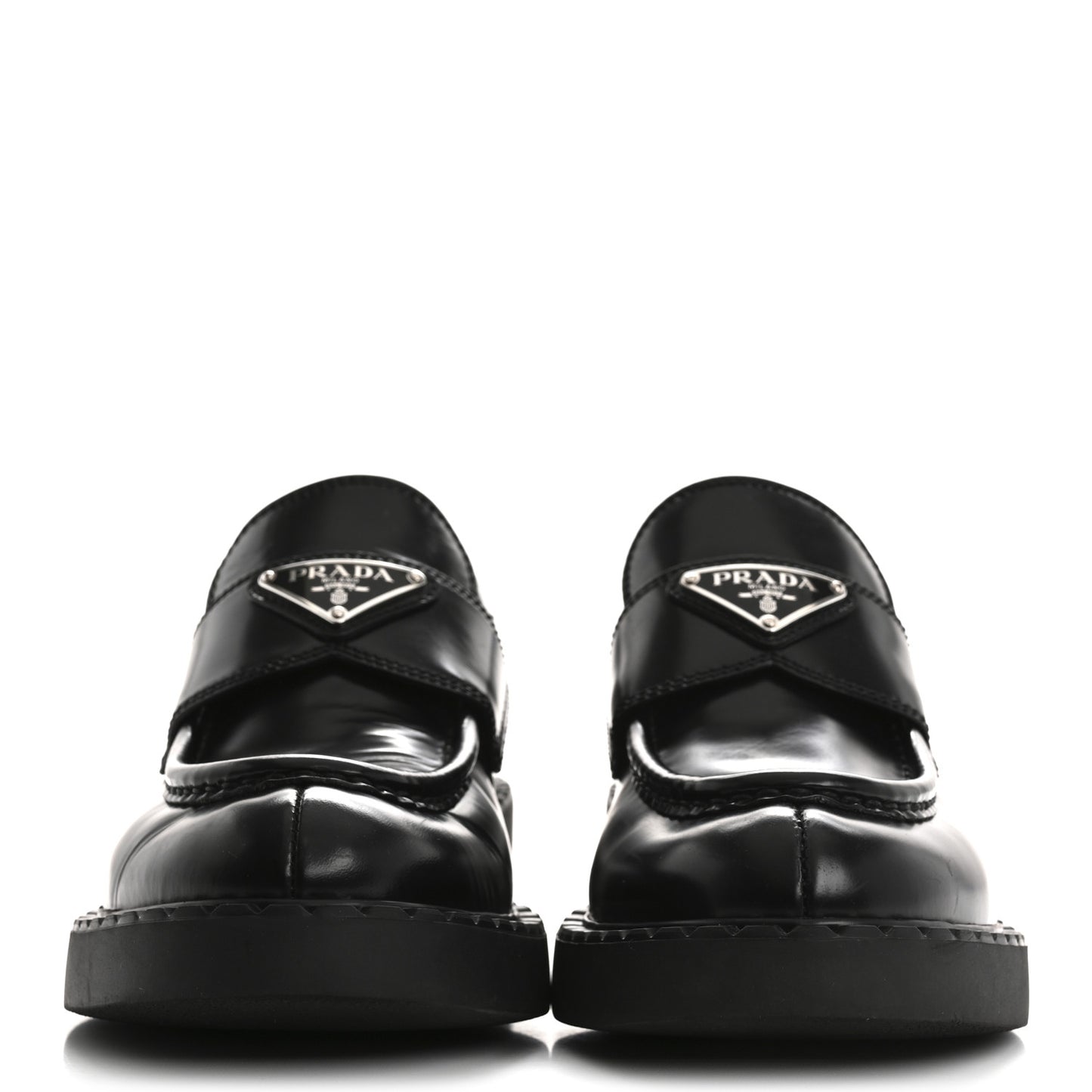 Spazzolato Metal Triangle Logo 50mm Loafers 37 Black