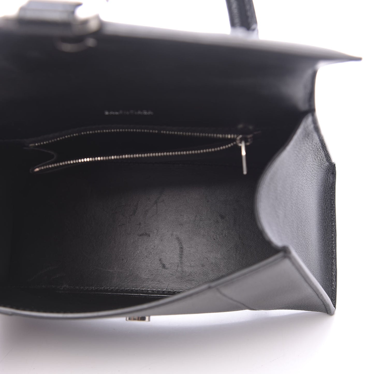 Grained Calfskin Small Hourglass Top Handle Bag Black