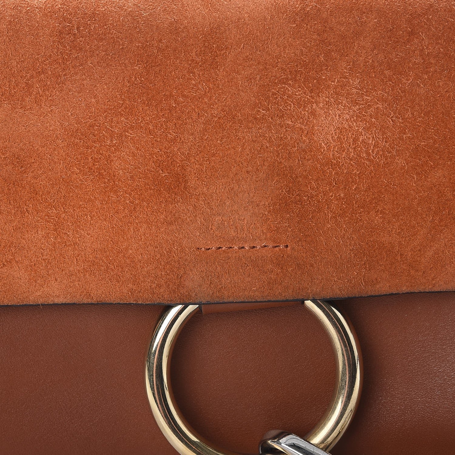 Chloe Suede Calfskin Small Faye Shoulder Bag Tobacco 10 of 10