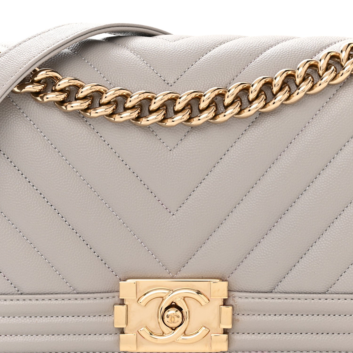 Chanel Caviar Chevron Quilted Medium Boy Flap Grey 8 of 12