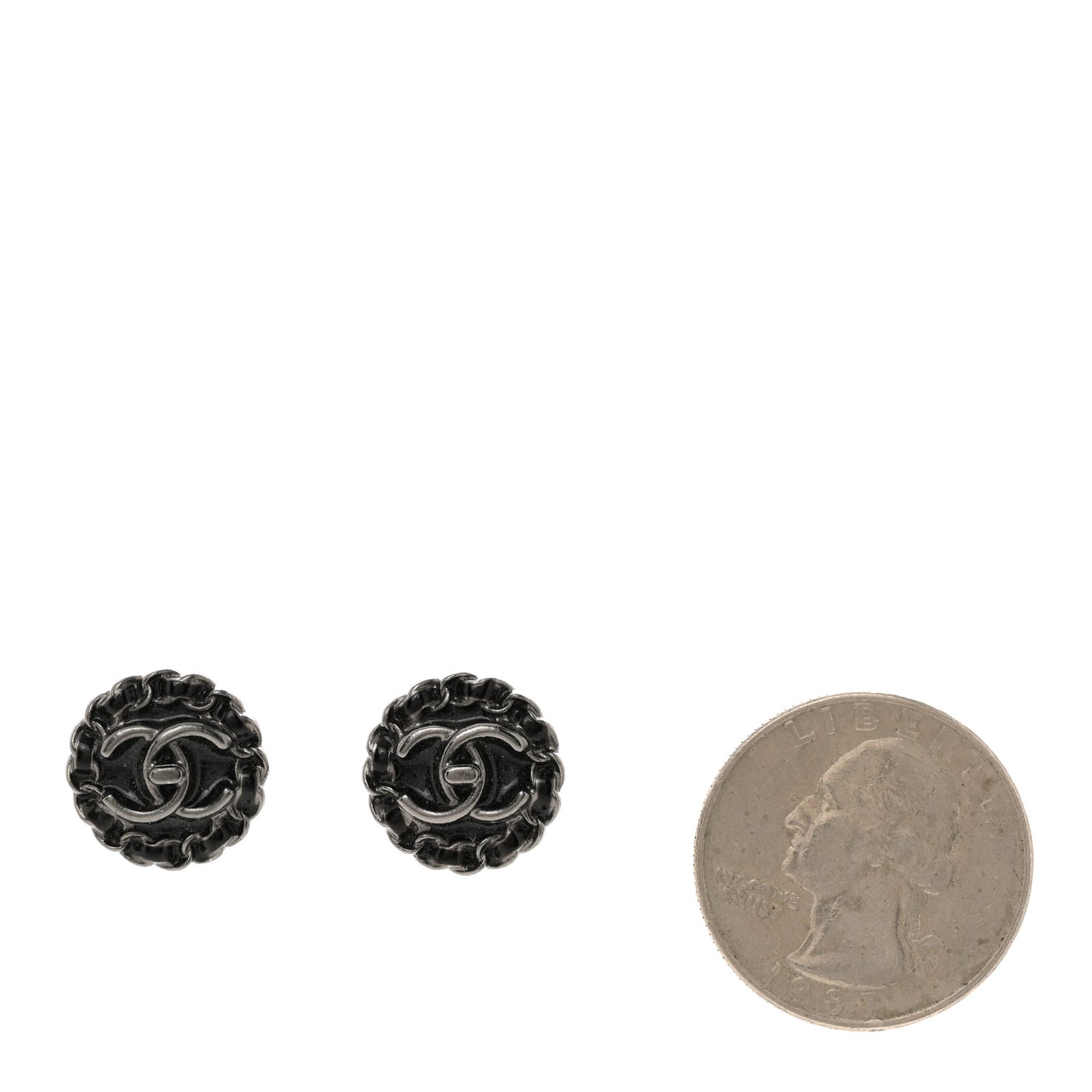 CC Chain Round Earrings Ruthenium Black