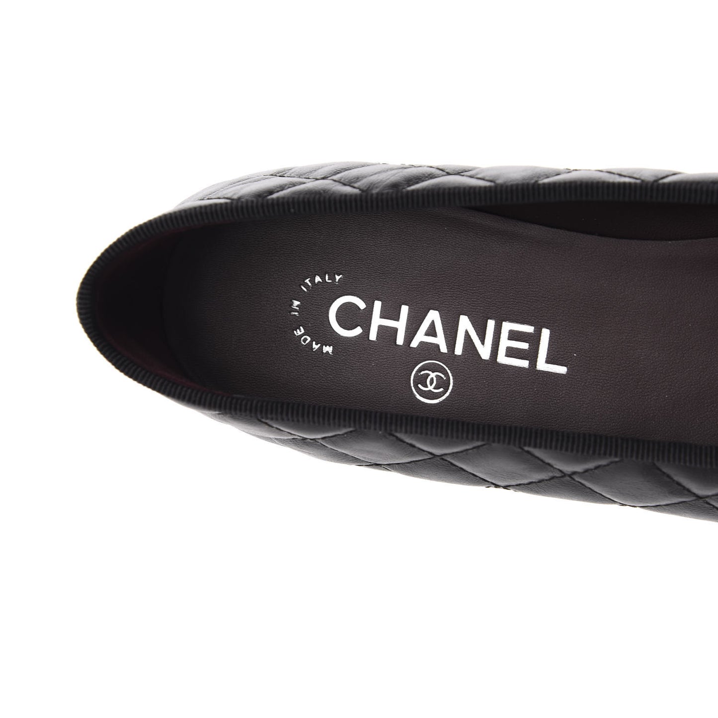 Aged Calfskin Quilted CC Cap Toe Ballerina Flats 40.5 Black