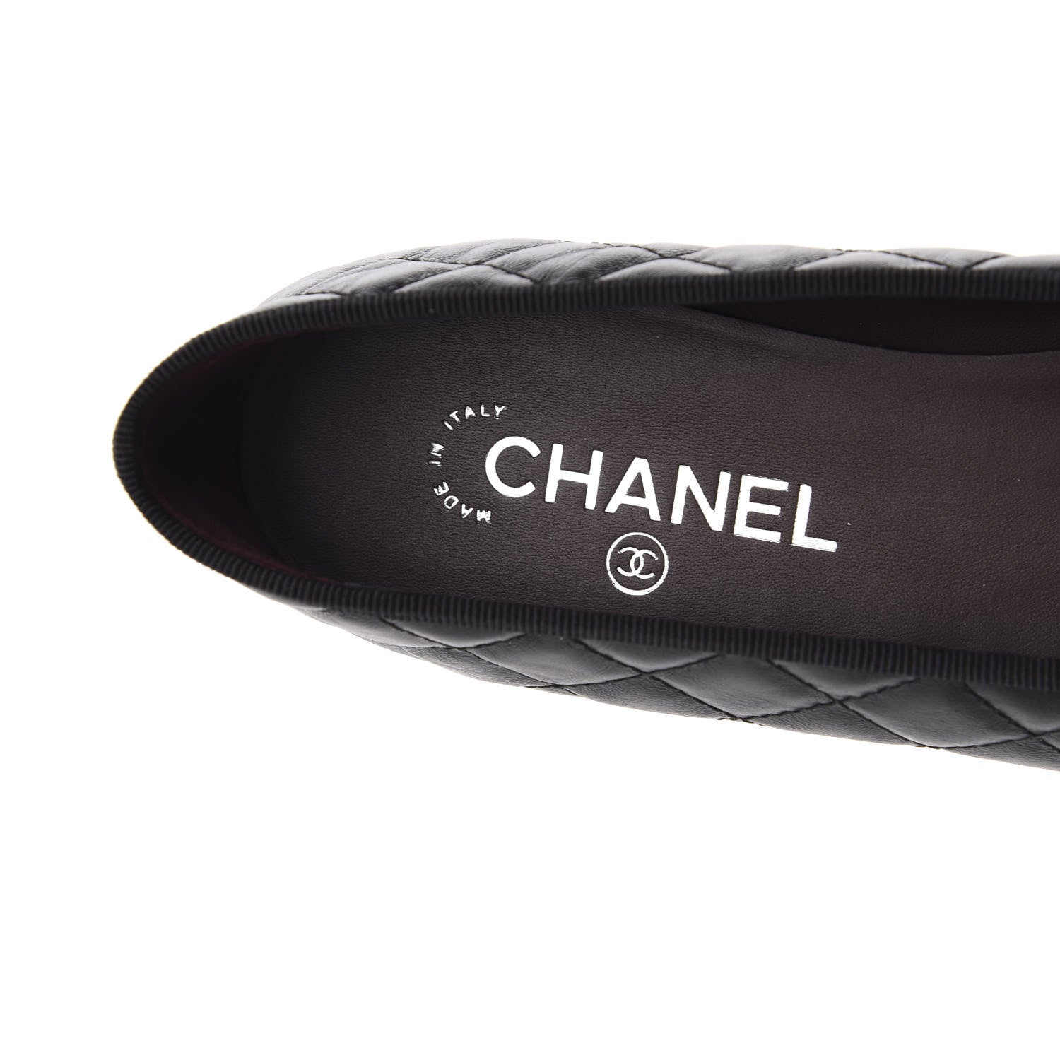 Chanel Aged Calfskin Quilted CC Cap Toe Ballerina Flats 40.5 Black 7 of 10