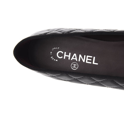 Chanel Aged Calfskin Quilted CC Cap Toe Ballerina Flats 40.5 Black 7 of 10