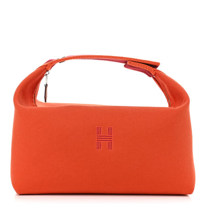 Hermes Canvas Small Bride-A-Brac Pouch Orange Burgundy 1 of 9