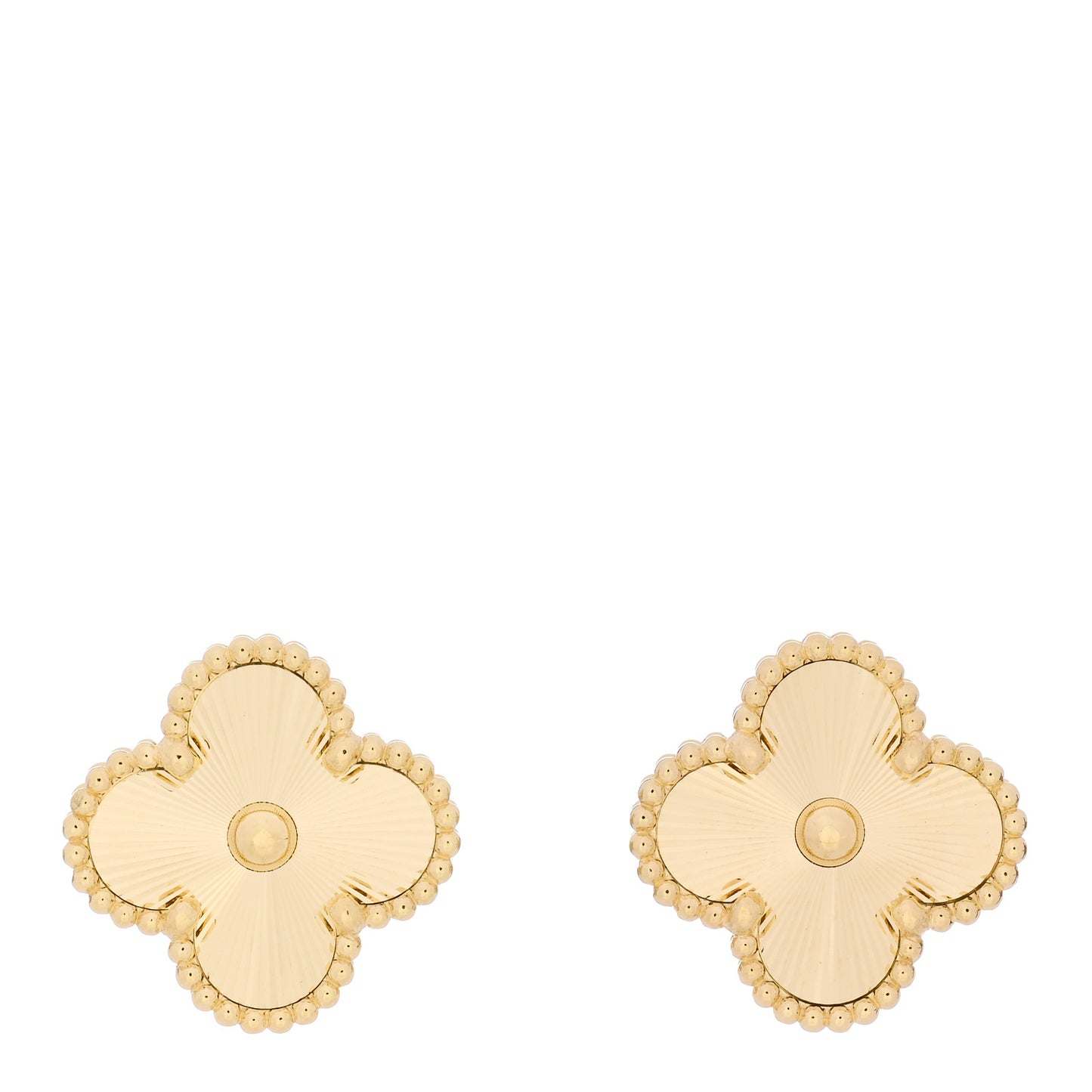 18K Yellow Gold Guilloche Vintage Alhambra Earrings