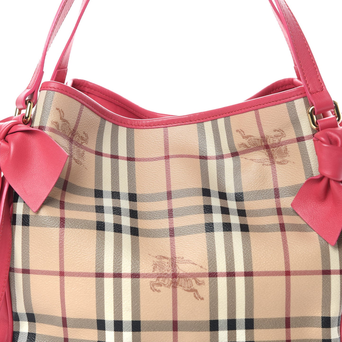 Haymarket Check Bow Small Canterbury Tote Bright Crimson Pink
