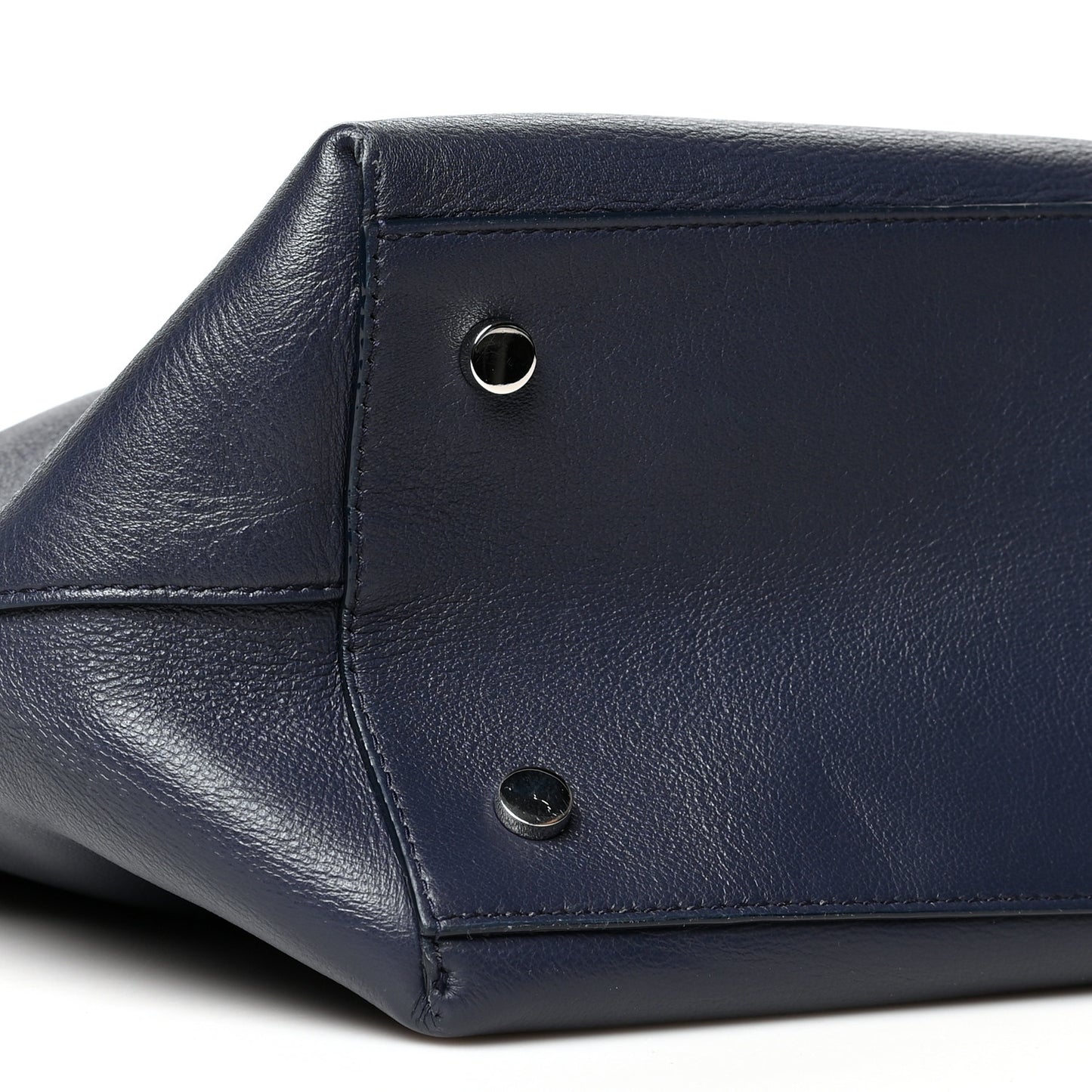 Calfskin Crystal Buckle Shopping Tote Navy Blue