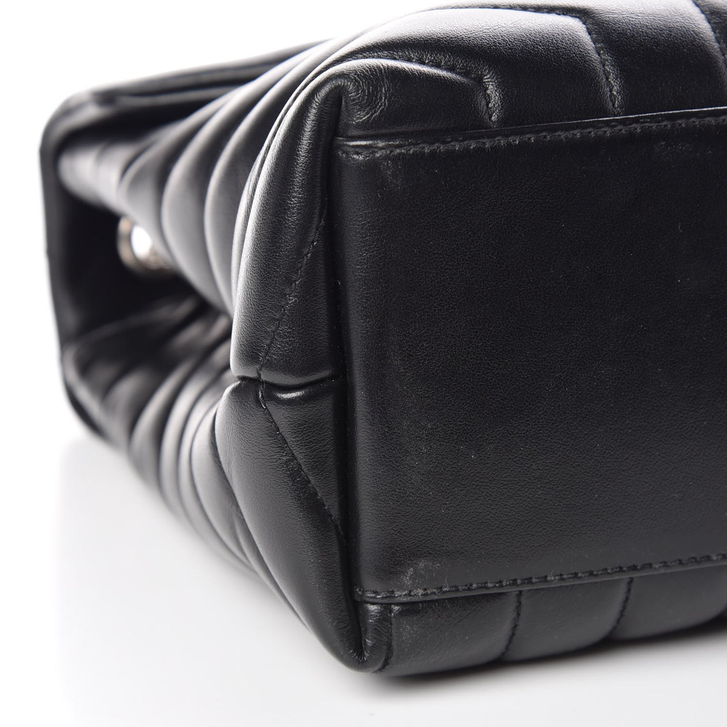 Calfskin Y Quilted Monogram Medium Loulou Chain Satchel Black