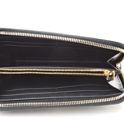Prada Saffiano Metal Zip Around Wallet Black 5 of 10
