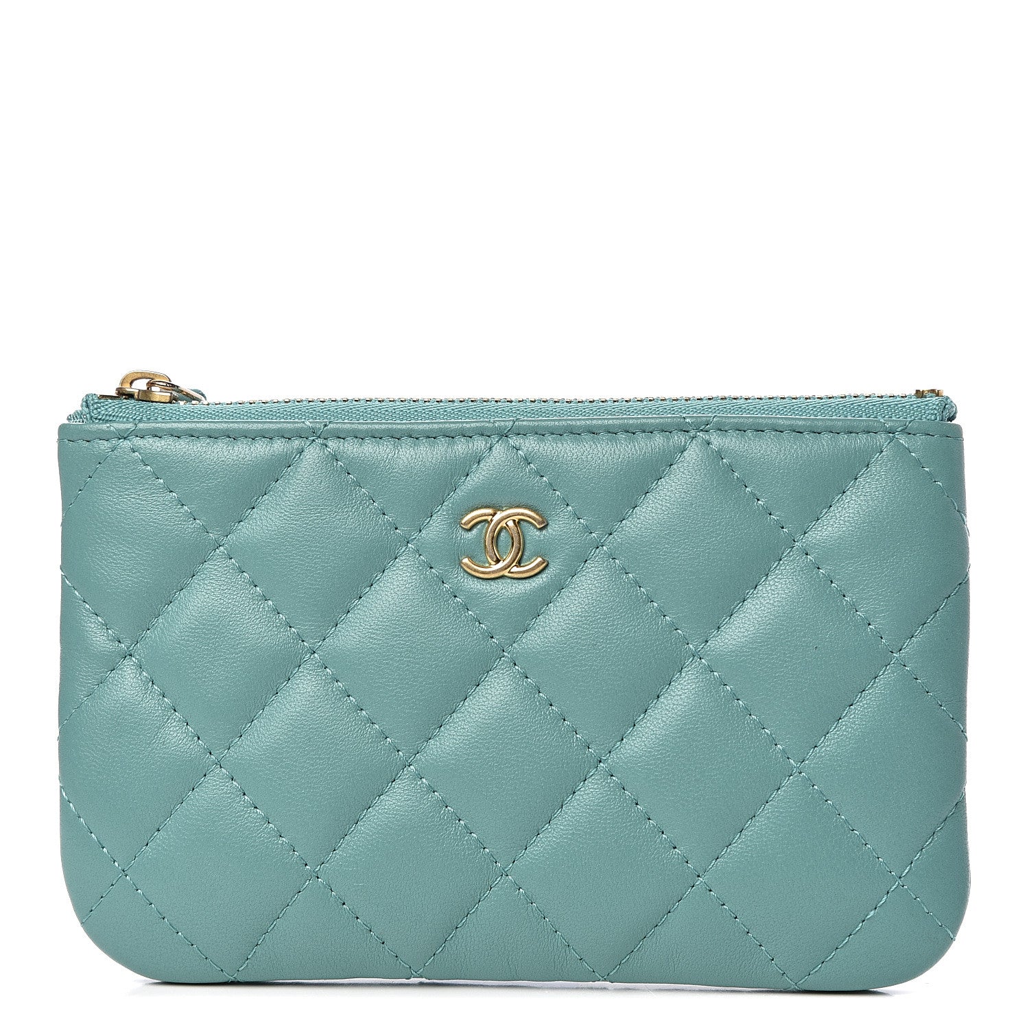 Chanel Lambskin Quilted Small Cosmetic Case Green 1 of 10