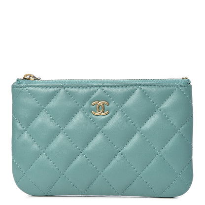Chanel Lambskin Quilted Small Cosmetic Case Green 1 of 10