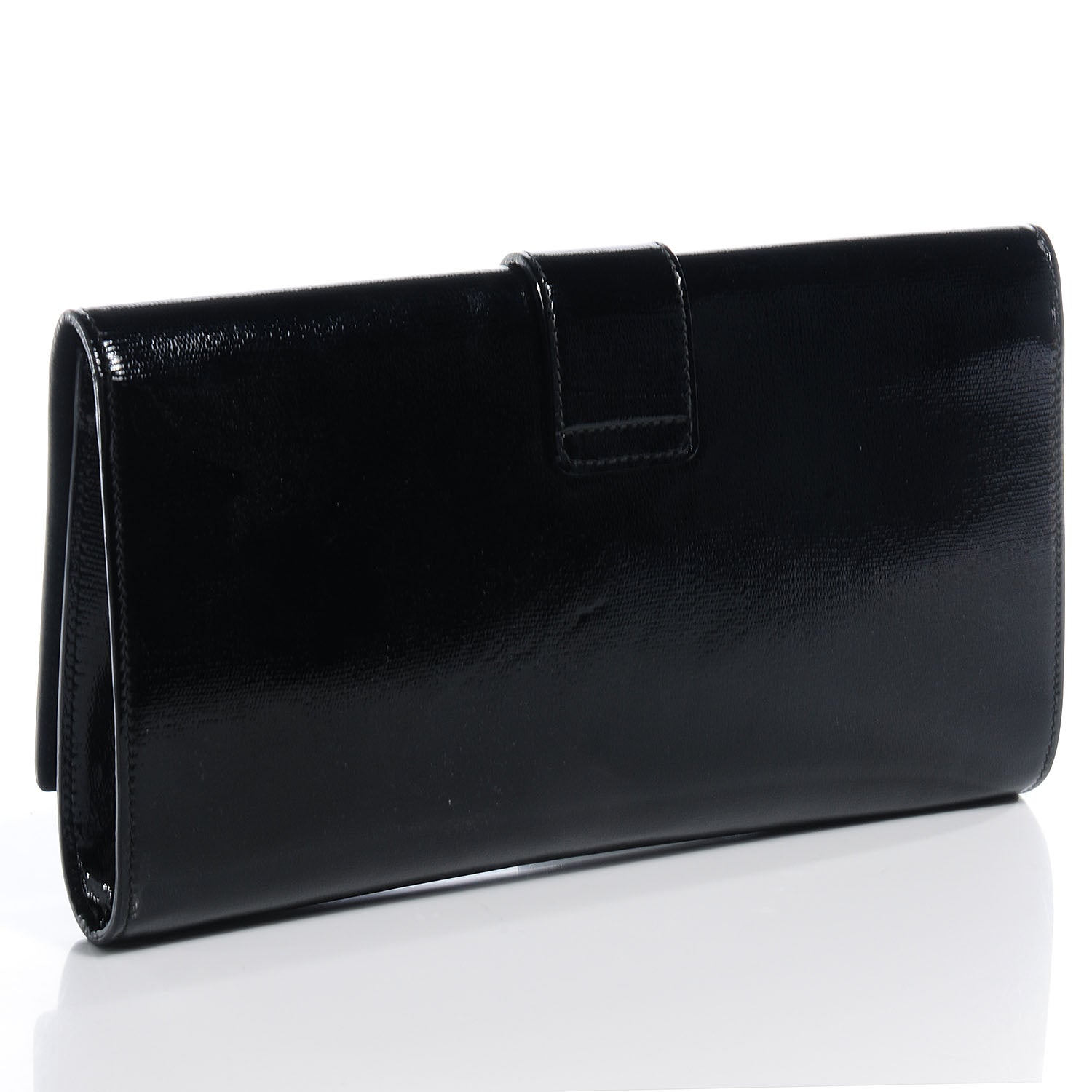 Saint Laurent Textured Patent Leather ChYc Clutch Black 3 of 7