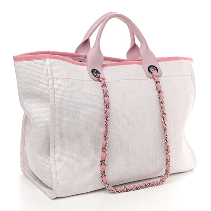 Chanel Woven Straw Raffia Medium Deauville Tote Pink 3 of 9