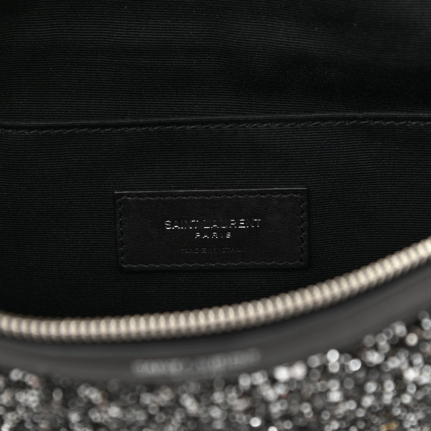 Saint Laurent Lambskin Glitter Belt Bag Metallic Black 6 of 8