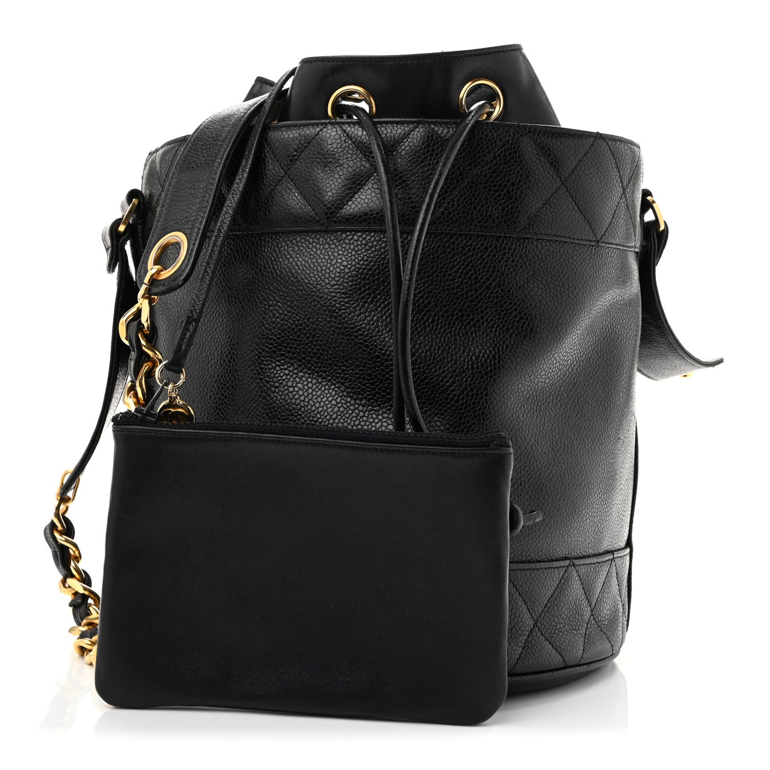 Chanel Caviar Drawstring Bucket Shoulder Bag Black 3 of 16