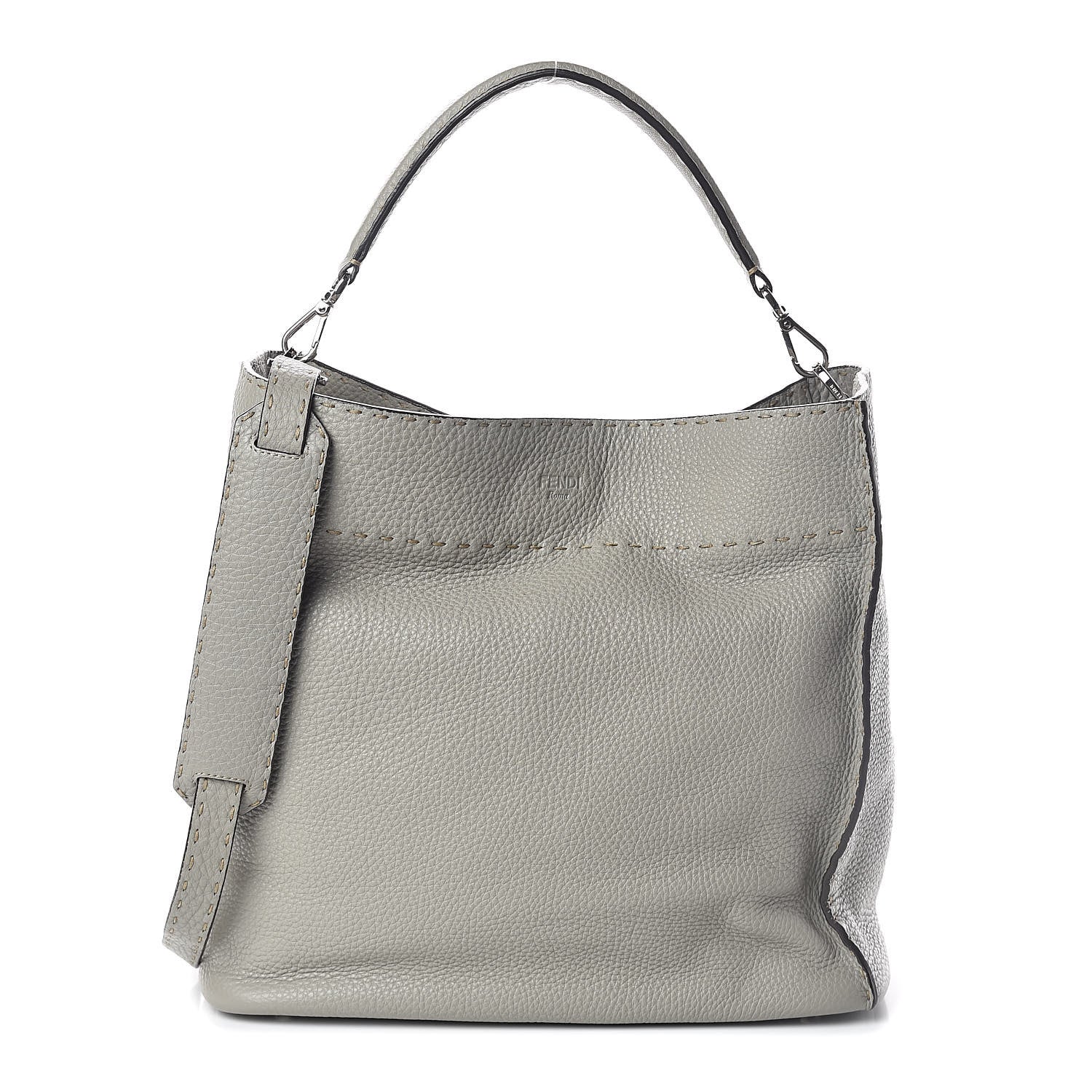 Fendi Cuoio Romano Selleria Large Anna Bucket Bag Grigio 1 of 9