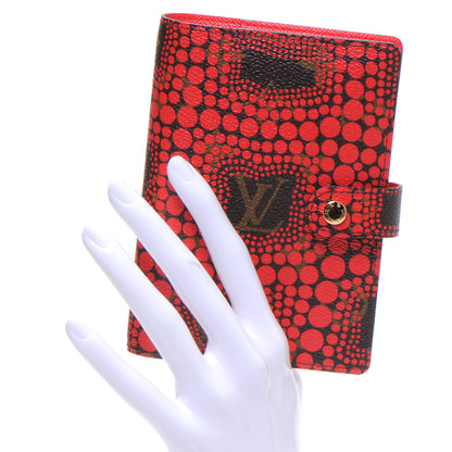Louis Vuitton Monogram Kusama Town Small Ring Agenda Cover Red 2 of 8