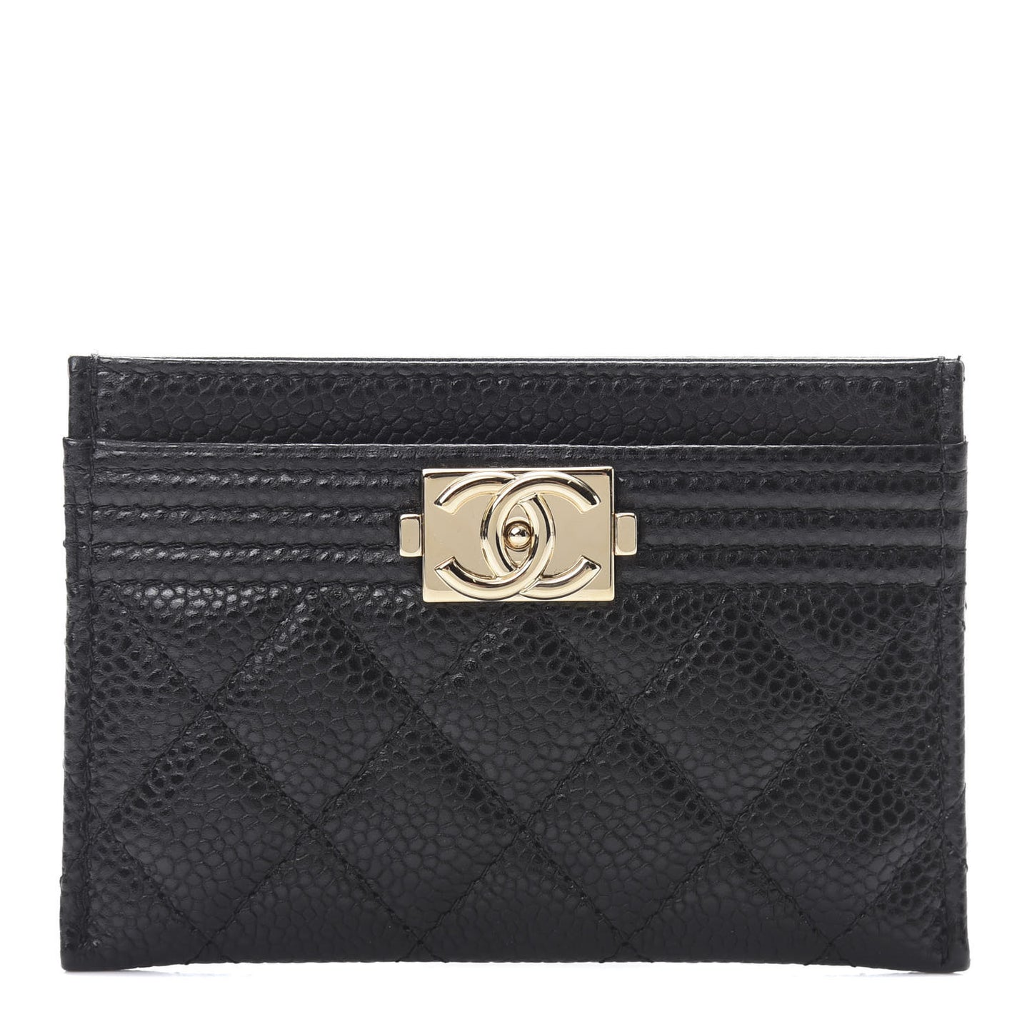 Caviar Quilted Boy Card Holder Black