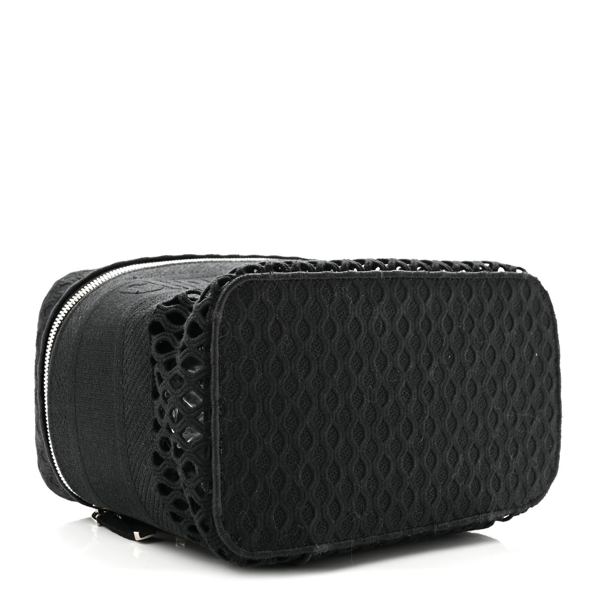 Mesh Embroidered Diortravel Vanity Case Black