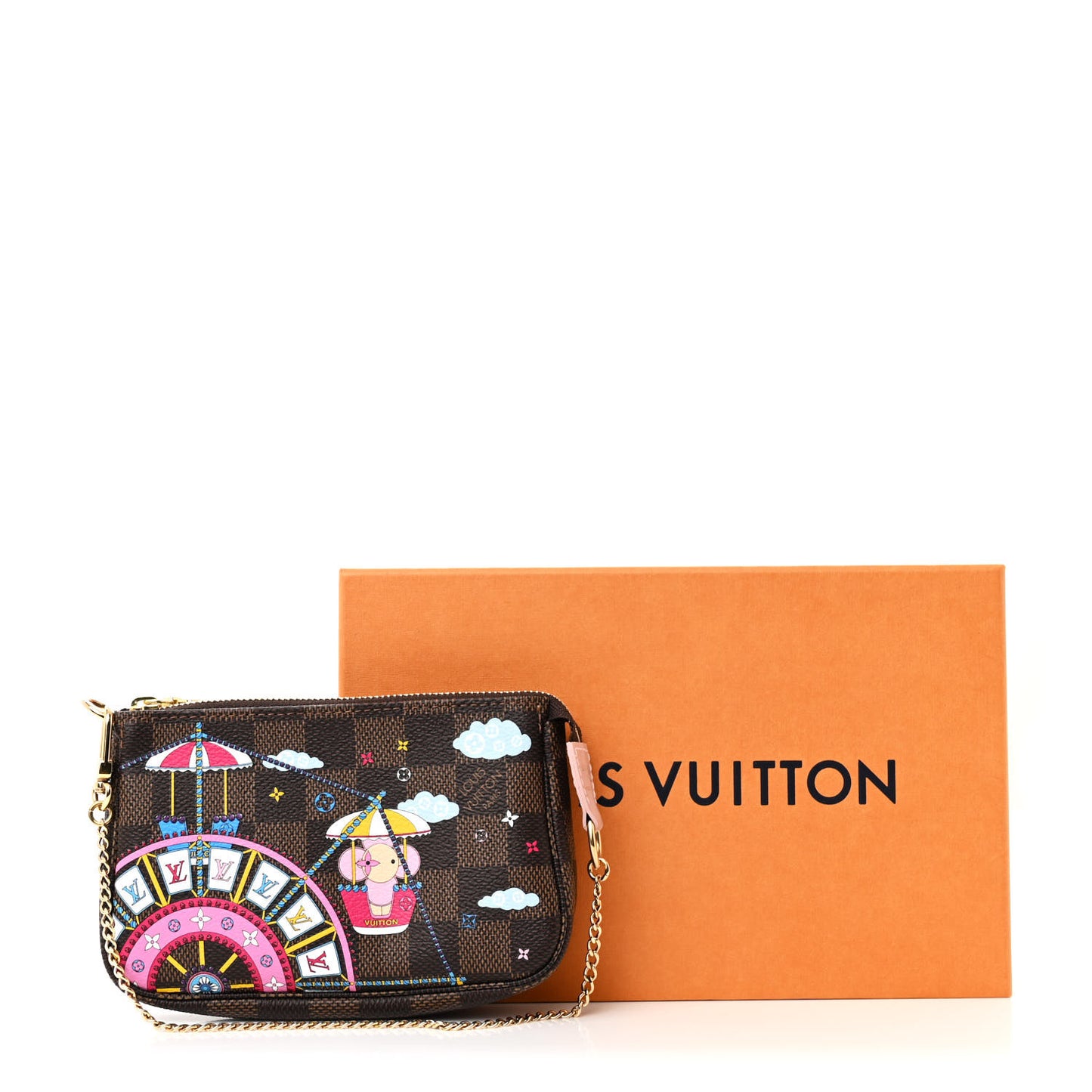 Damier Ebene 2020 Christmas Animation Big Wheel Mini Pochette Accessories Rose Ballerine
