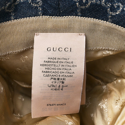 Gucci Washed Jacquard Denim Nappa GG Monogram Oscar Bucket Hat M Denim Cuir 7 of 9
