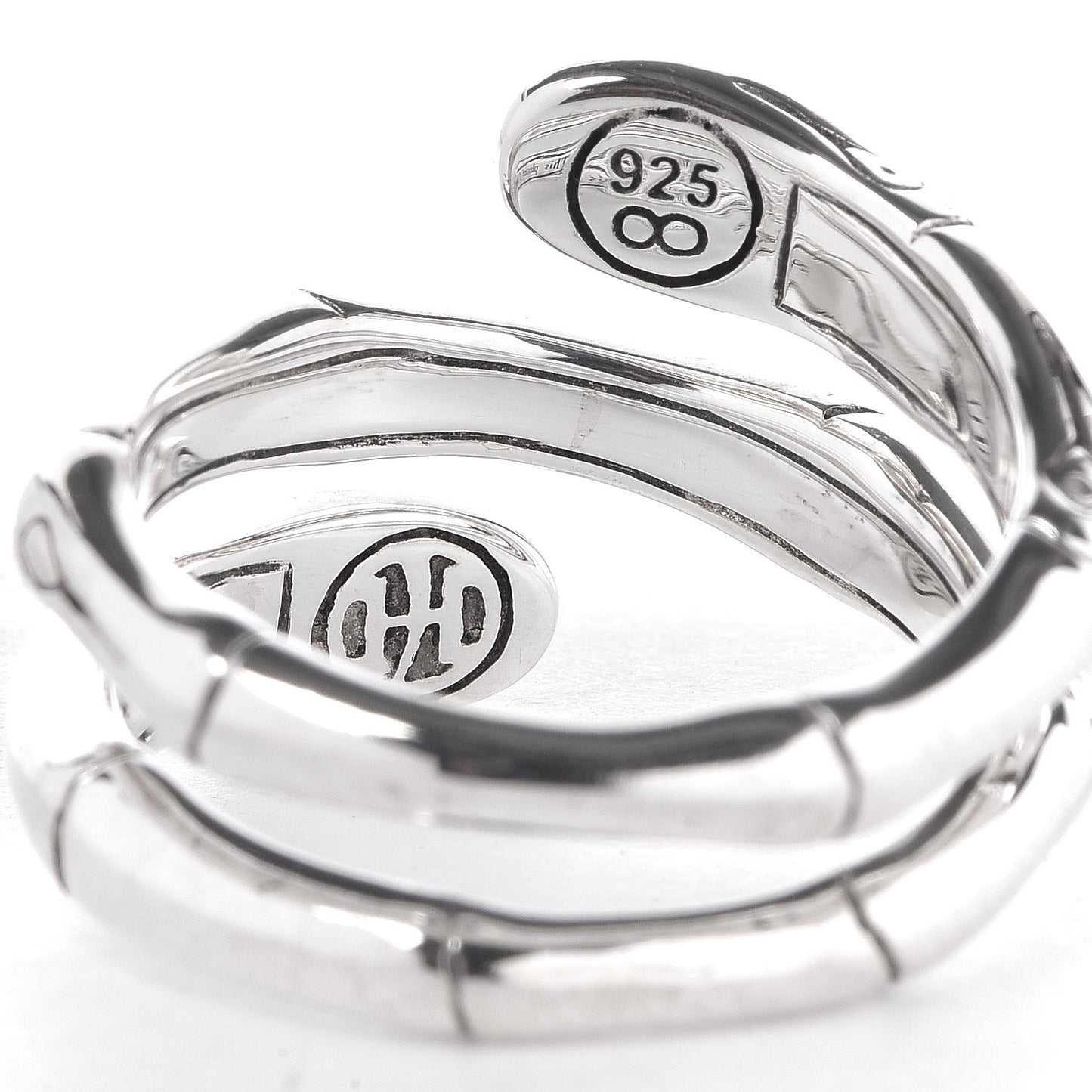 Sterling Silver White Sapphire Bamboo Wrap Ring 52 6