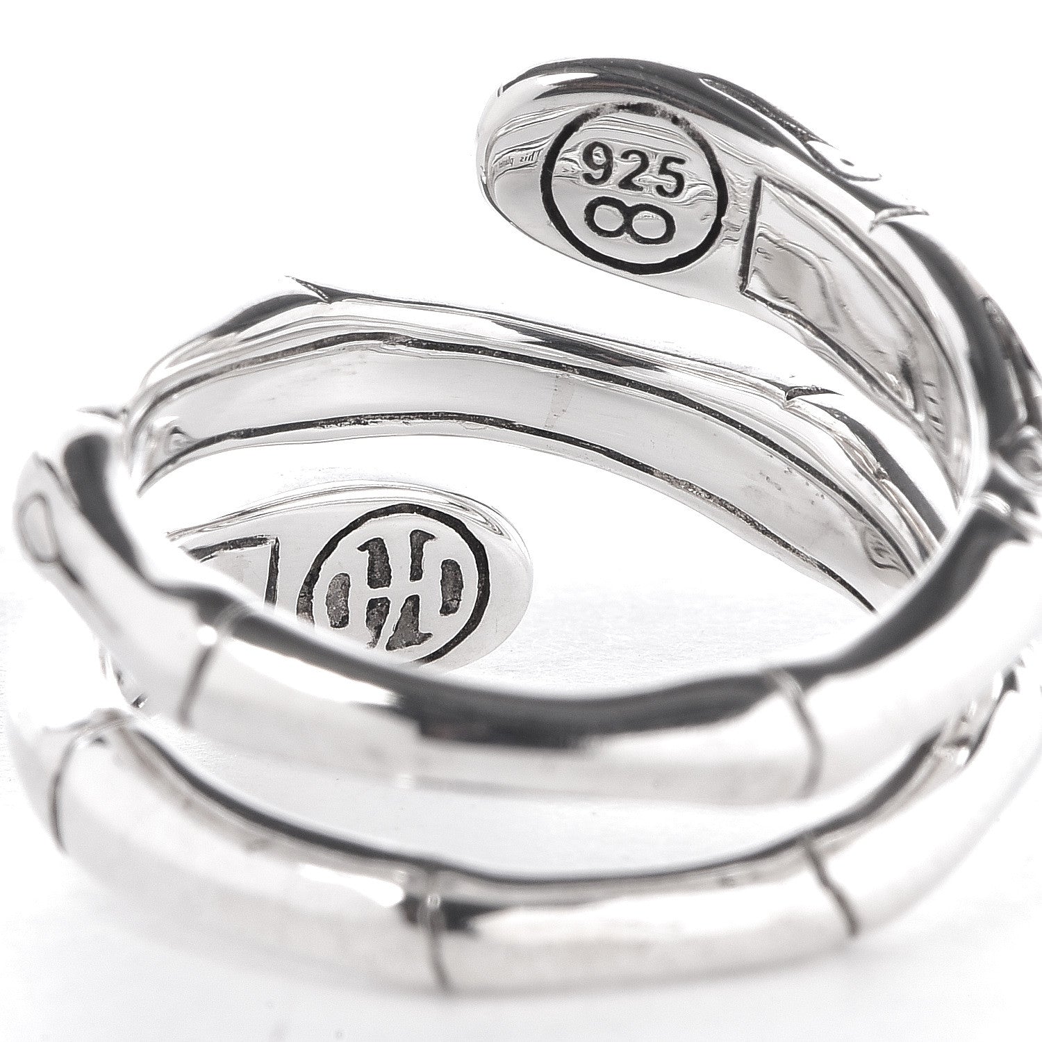 John Hardy Sterling Silver White Sapphire Bamboo Wrap Ring 52 6 6 of 6