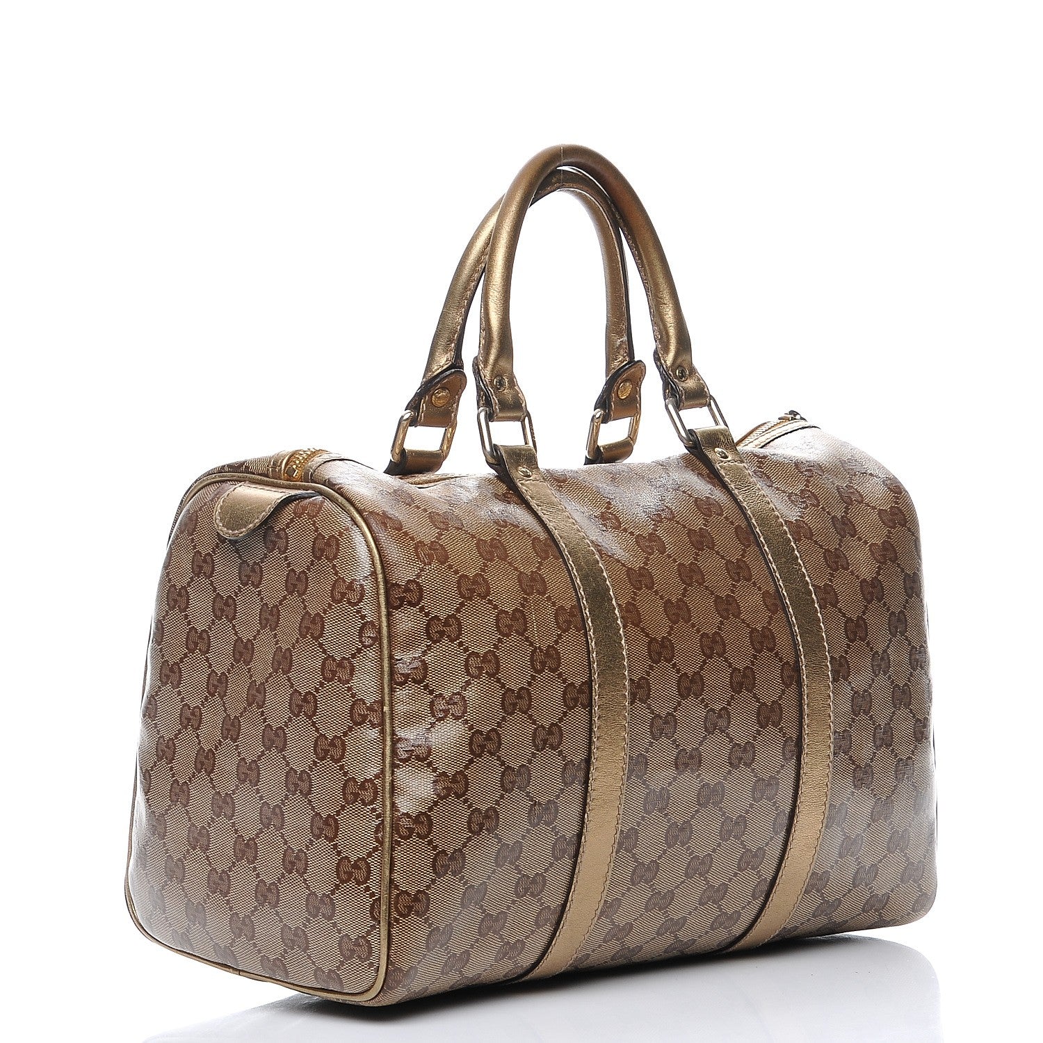 Gucci Crystal Monogram Medium Joy Boston Gold 3 of 7