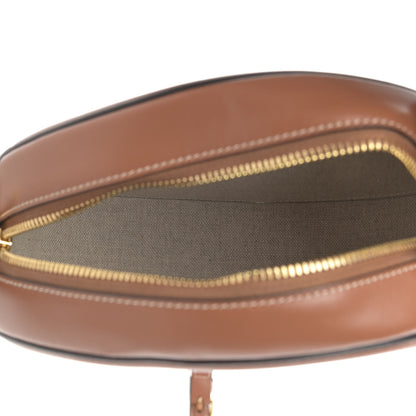 Celine Calfskin Straw Triomphe Oval Purse Crossbody Natural Tan 5 of 11