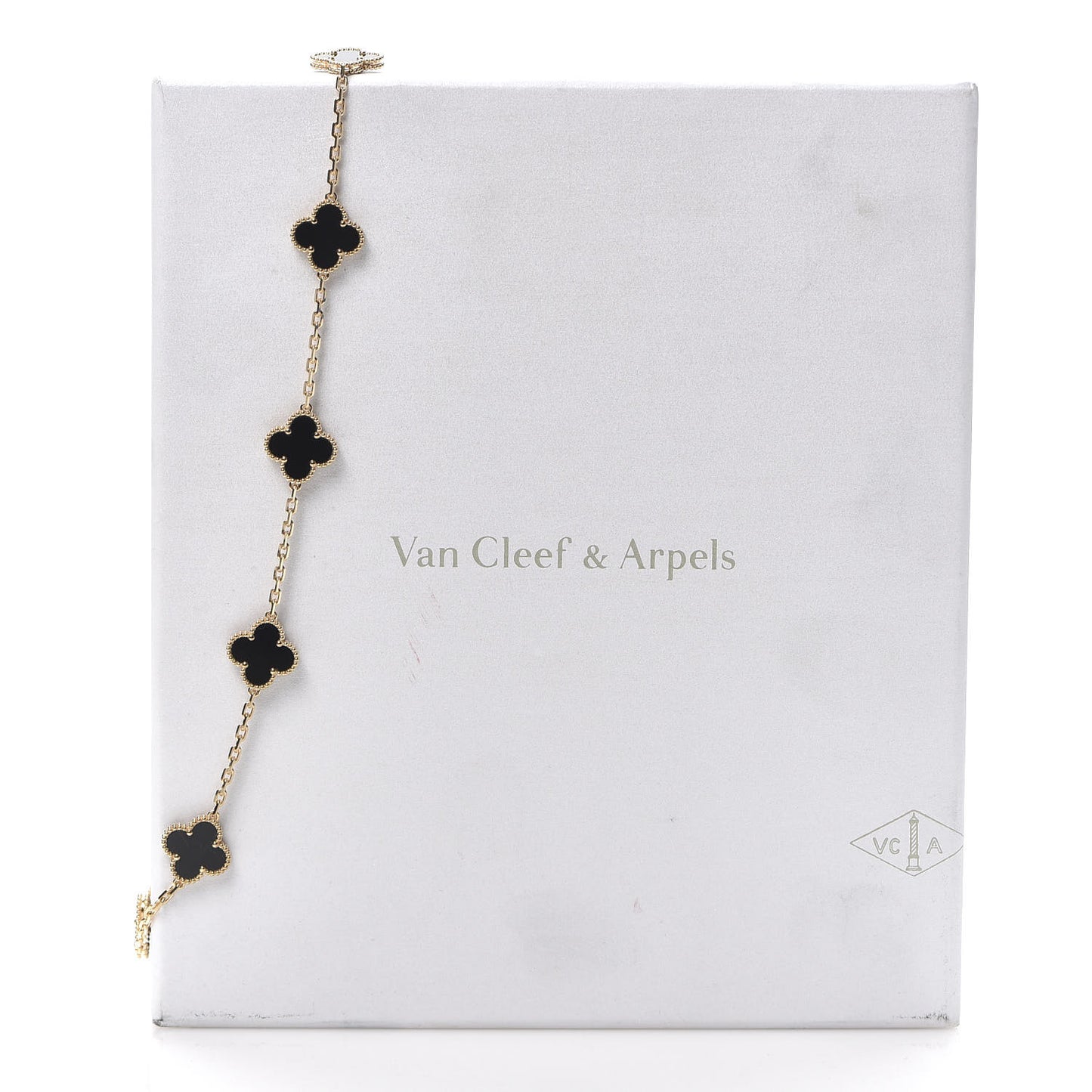 18K Yellow Gold Black Onyx 10 Motifs Vintage Alhambra Necklace