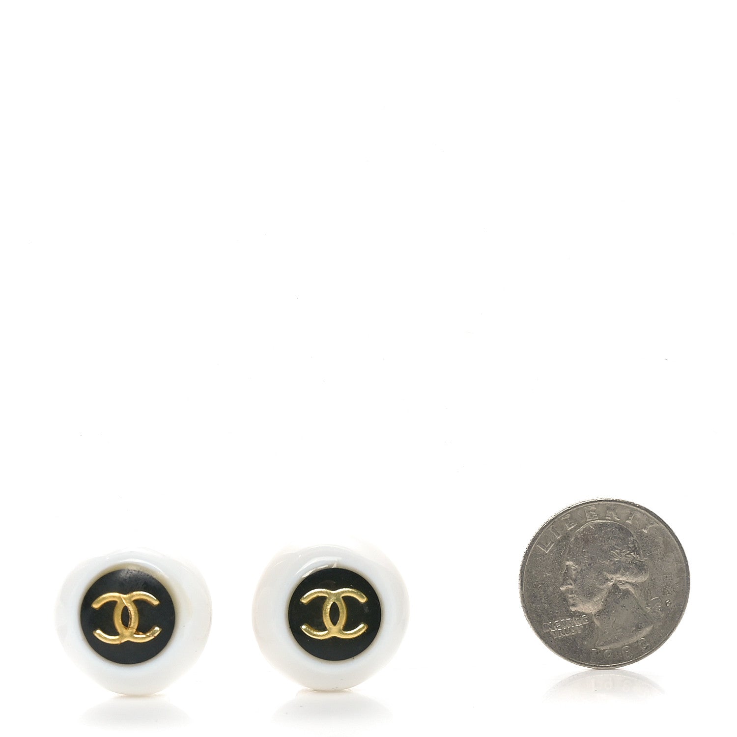 Chanel Enamel CC Clip On Earrings Black White 2 of 4