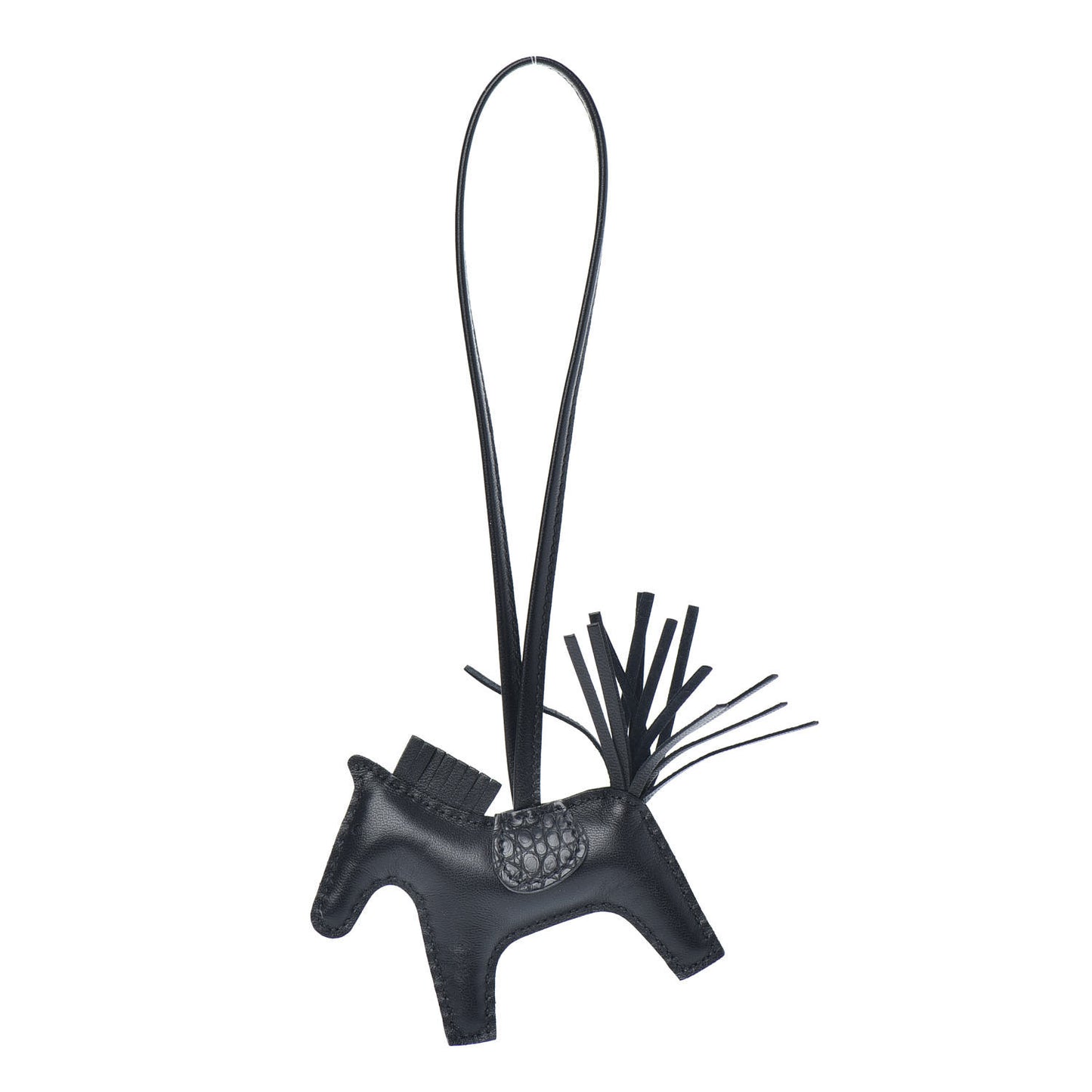 Milo Lambskin Matte Alligator Touch Grigri Rodeo Horse Bag Charm PM So Black