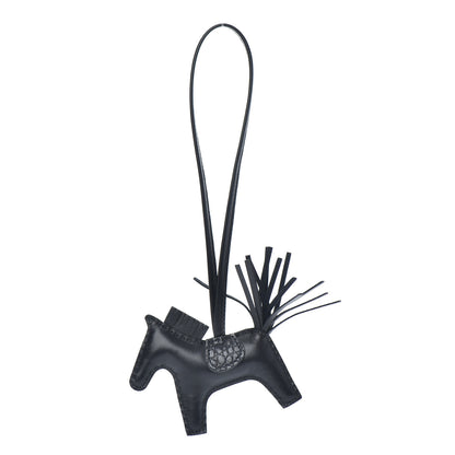 Hermes Milo Lambskin Matte Alligator Touch Grigri Rodeo Horse Bag Charm PM So Black 1 of 3