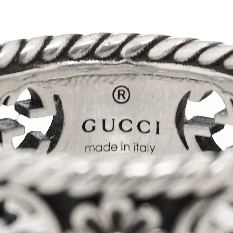 Gucci Sterling Silver Interlocking G Flower Ring 56 7.5 9 of 13
