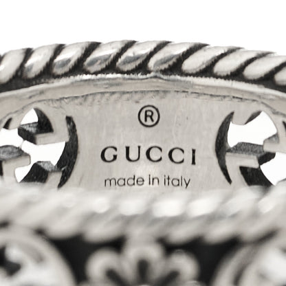 Gucci Sterling Silver Interlocking G Flower Ring 56 7.5 9 of 13