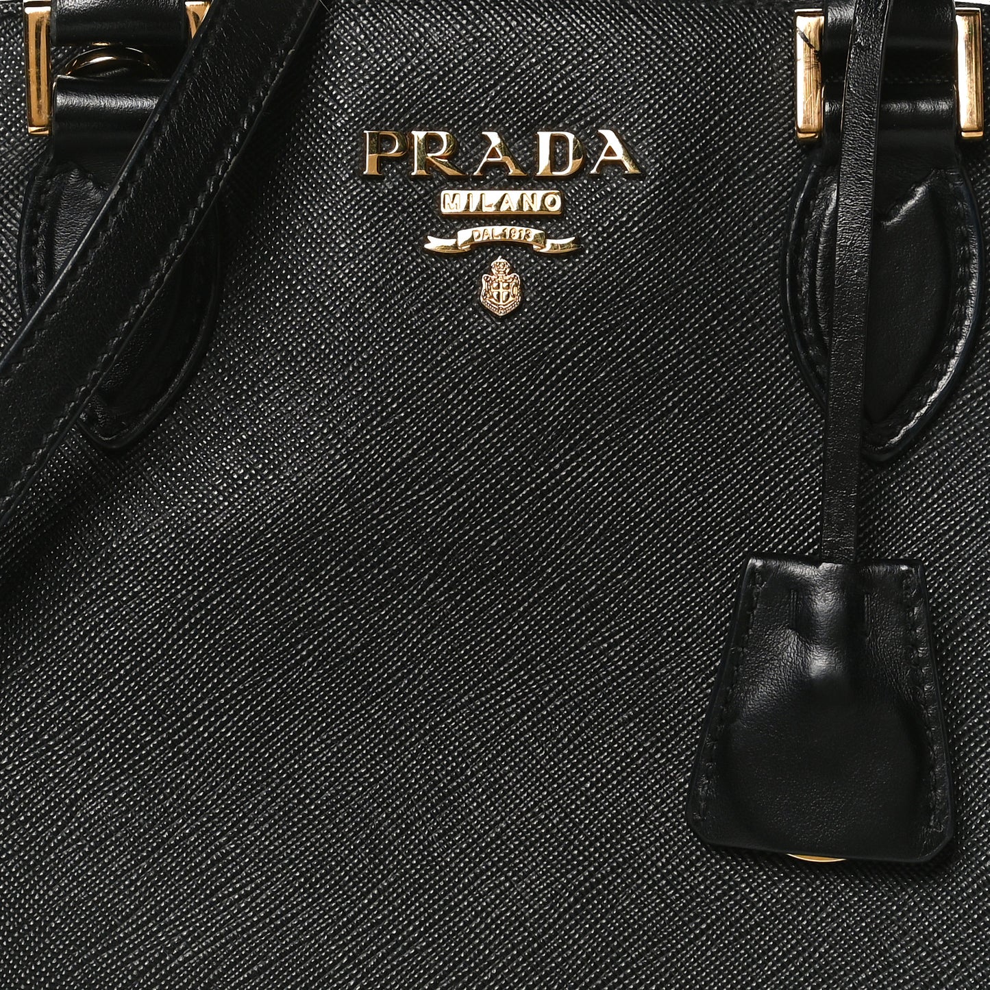 Saffiano Soft Calfskin Double Handle Satchel Black