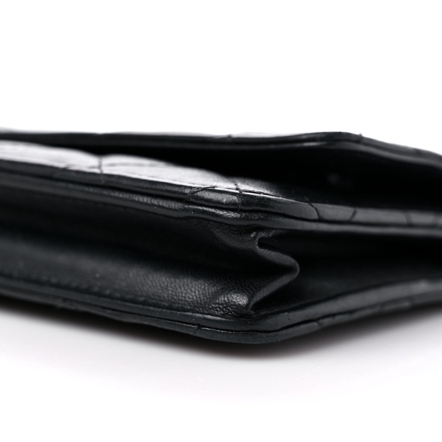Lambskin Quilted Wallet On Chain WOC Black