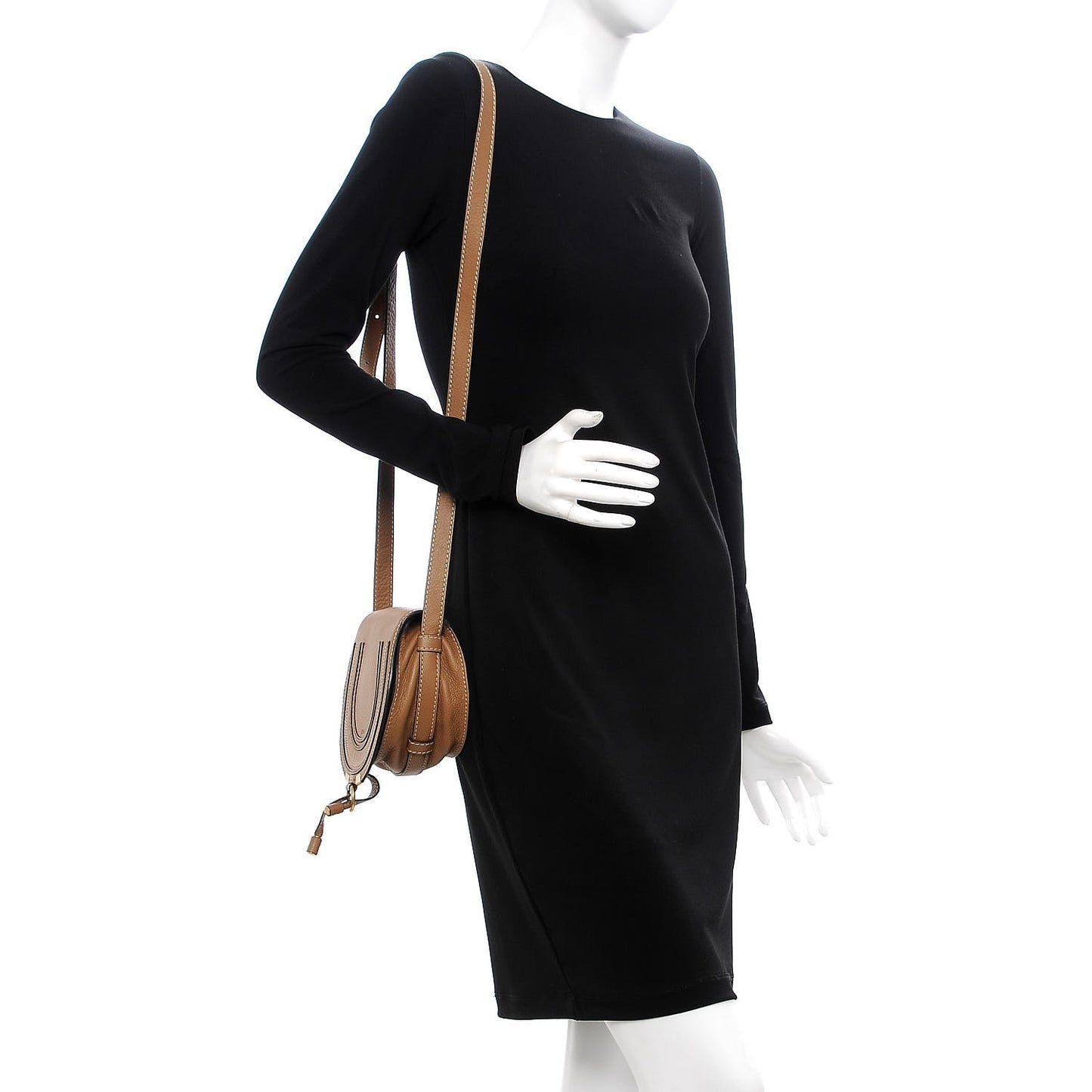 Calfskin Mini Marcie Round Crossbody Bag Nut