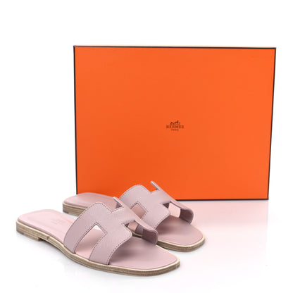 Hermes Epsom Oran Sandals 36 Rose Porcelaine 2 of 9